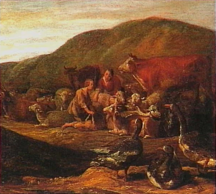 François Ryckhals - Pastori con bovini e oche in un paesaggio
